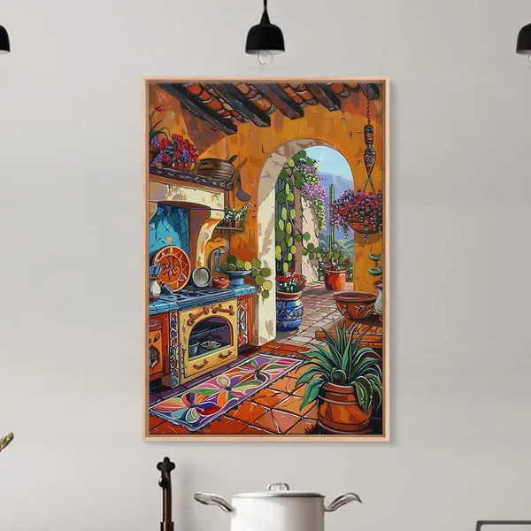 Southwestern Kitchen Mexican Tile Art, Vibrant Poster