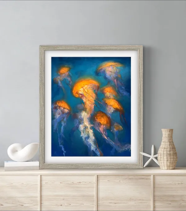 Eternal Lanterns Jellyfish Portrait Modern Art Print