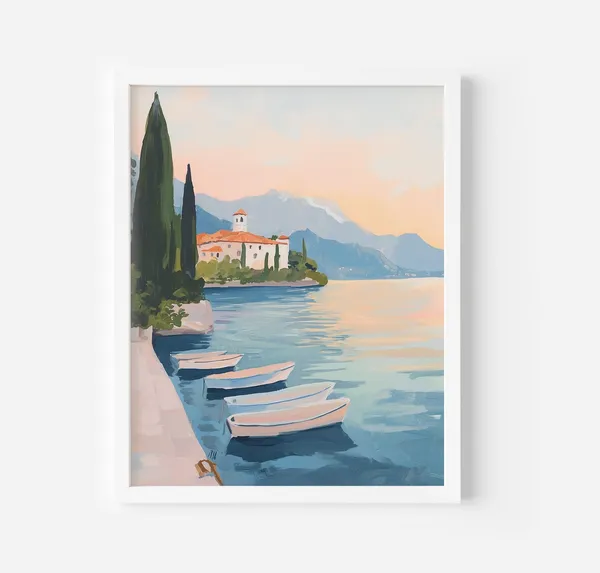 Lake Como Landscape Art Print, Italian Travel Decor