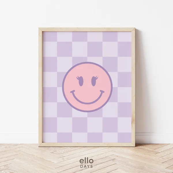 Girl Smiley Room Decor, Girly Wall Art Poster