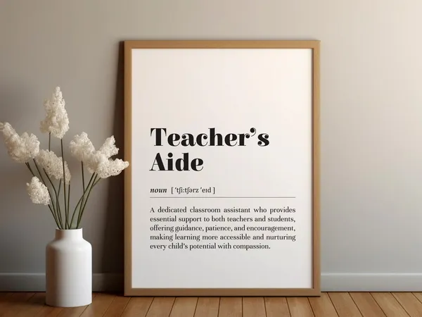 Teachers Aide Definition Art Print, Classroom Decor