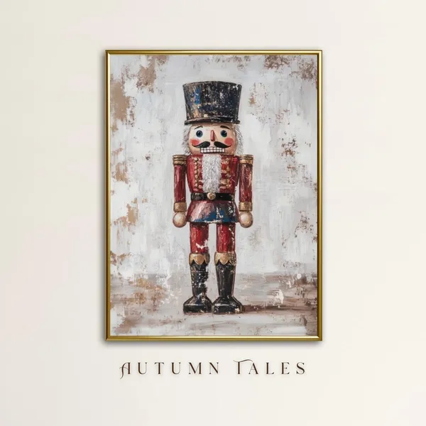 Christmas Nutcracker Vintage Rustic Art Print