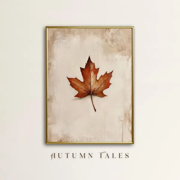 Fall Maple Tree Leaf Art Print, Rustic Minimalist