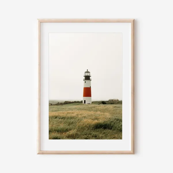 Nantucket Lighthouse Coastal New England Art Print