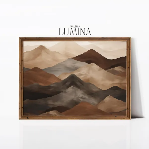 Brown Tones Abstract Mountain Art Print, Contemporary