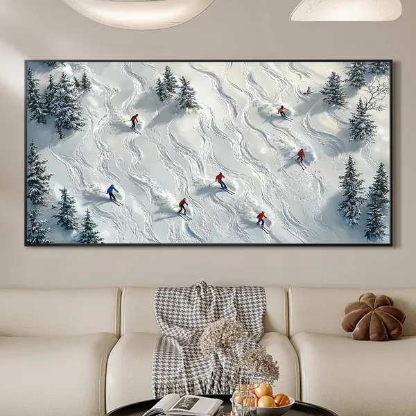 Abstract Skiing Winter Oil Painting Custom Art Print