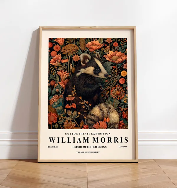 William Morris Skunk Botanical Bathroom Art Print