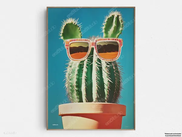 Cactus Bold Desert Art, Mid-Century Minimalist
