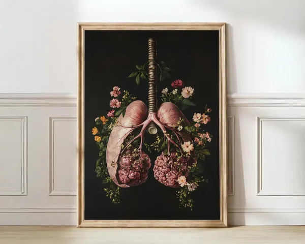 Human Lungs Vintage Floral Anatomy Art Print