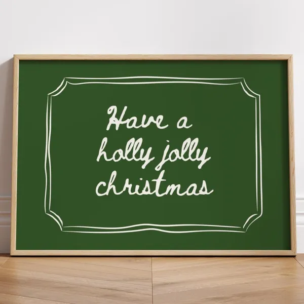 Merry Christmas Minimalist Green Quote Art Print