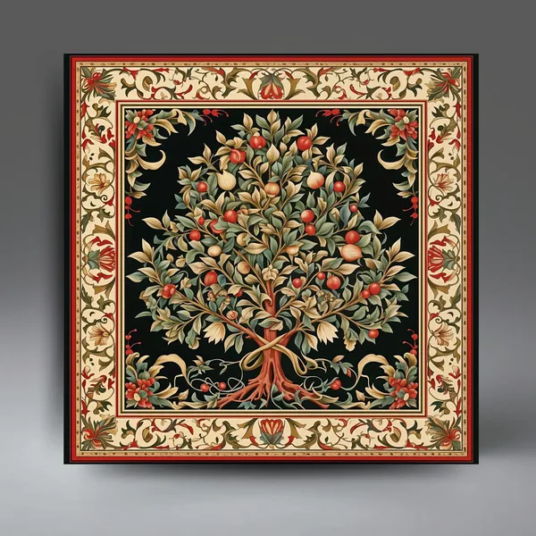 William Morris Inspired Botanical Tree Decorative Tile