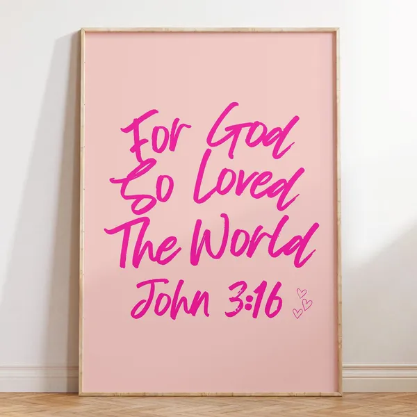 John Bible Verse Scripture Art Print, Preppy Christian