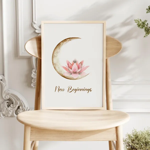 New Beginnings Quote Art Print, Positive Daily Reminder