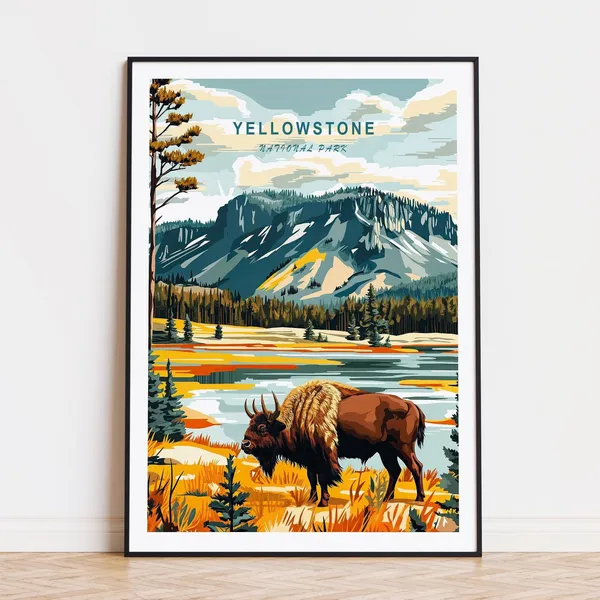 Yellowstone National Park Travel Poster, Art Print