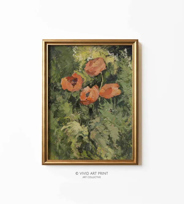 Wild Poppy Vintage Art Print, Botanical Floral