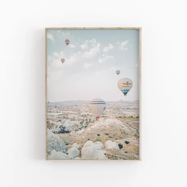 Air Balloon Print, Modern Minimalist Travel Poster