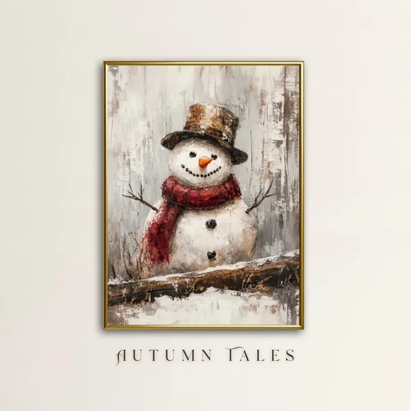 Cute Snowman Christmas Art Print, Nursery Decor