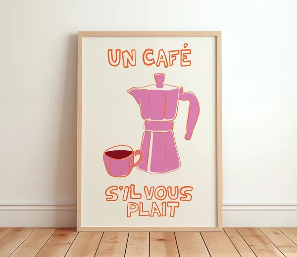 Un Cafe Trendy Kitchen Decor Coffee Bar Art Print