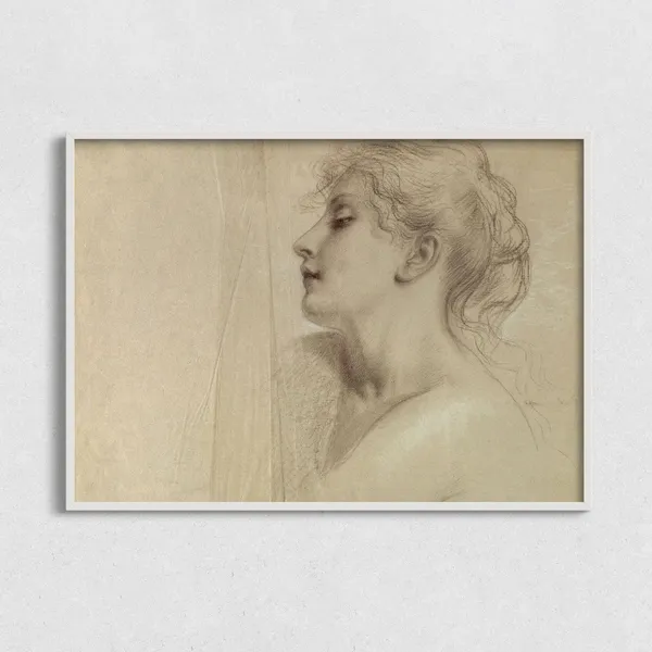 Vintage Woman Sketch Art Print, Rice Paper Style