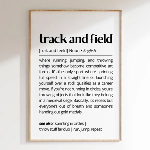 Track And Field Definition Wall Art, Motivational Typography
