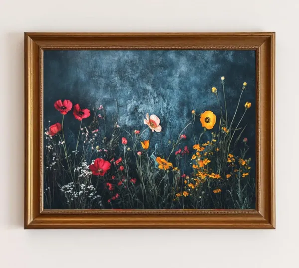 Wildflower Print Botanical Art, Dark Academia Poster