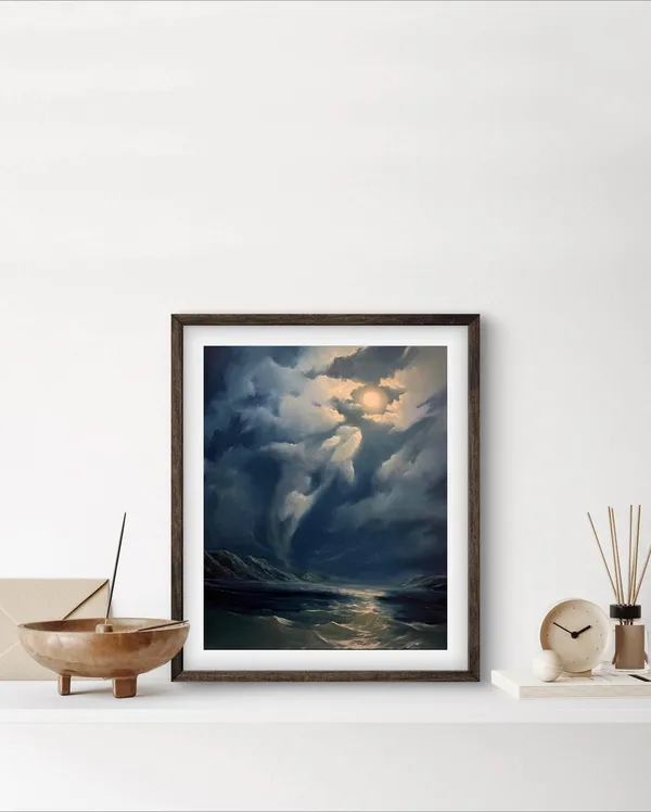 Reaching for the Moon Orca Coastal Art Print