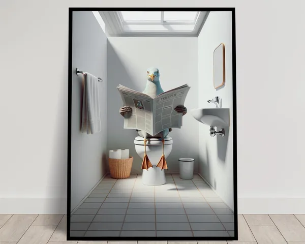 Seagull Reading Newspaper On The Toilet, Funny Poster