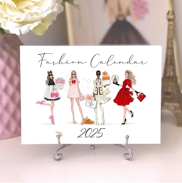 Fashion Illustration Mini Calendar, 2025 Desk Calendar