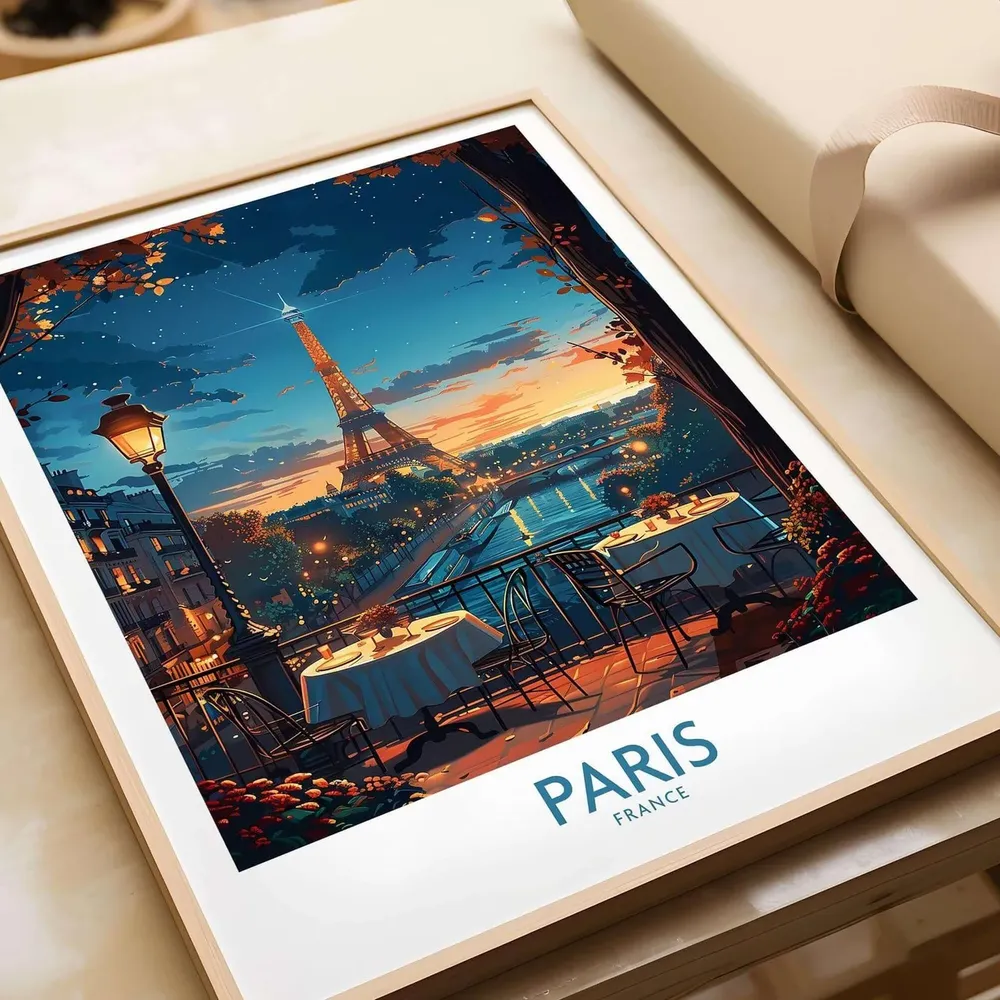 Paris Travel Poster, Eiffel Tower Wall Art Print