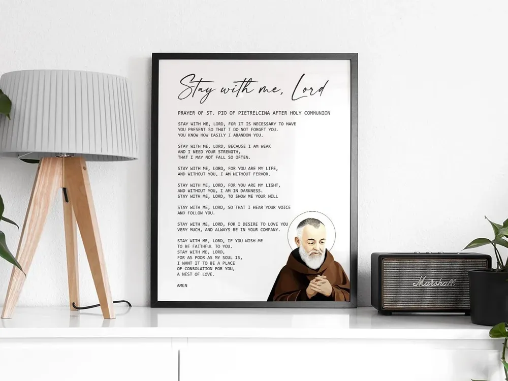 Stay With Me Lord Prayer, Saint Padre Pio Art Print - Image 2