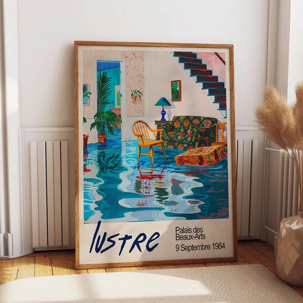 Colorful Interior Flooded Room, Surreal Paris Poster