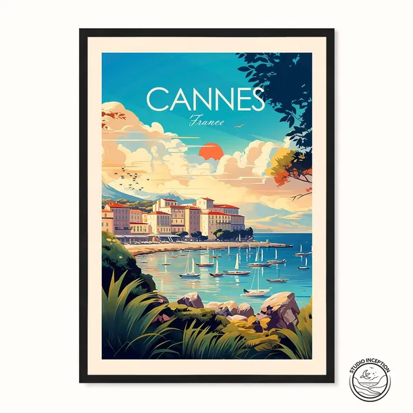 Cannes Travel Poster, France Wall Decor