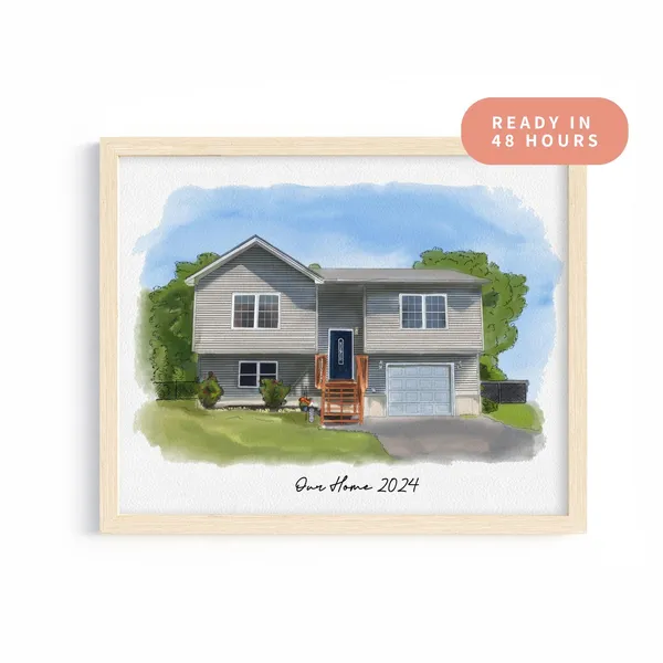 Hand Drawn Watercolor House Art Print