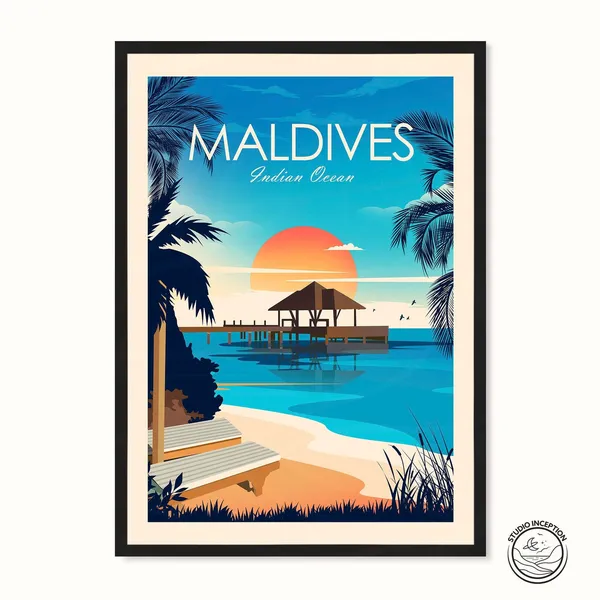 Maldives Travel Poster, Maldives Wall Art Print