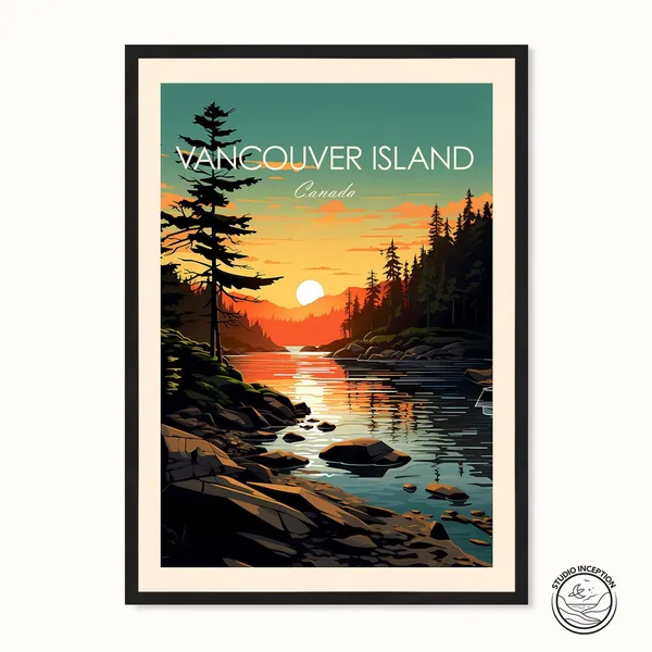 Vancouver Island Sunset Travel Poster, Canada Travel