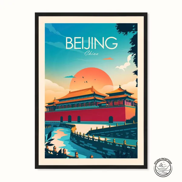Beijing China Travel Poster, Forbidden City Art Print