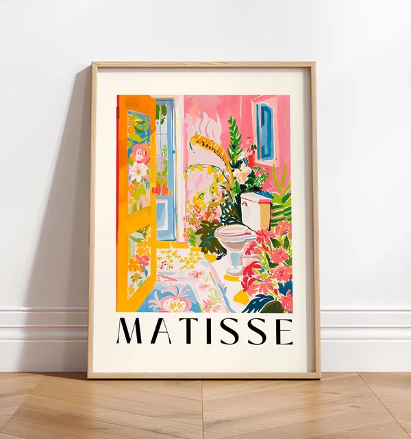 Maximalist Bathroom Tropical Toilet, Matisse Art Print