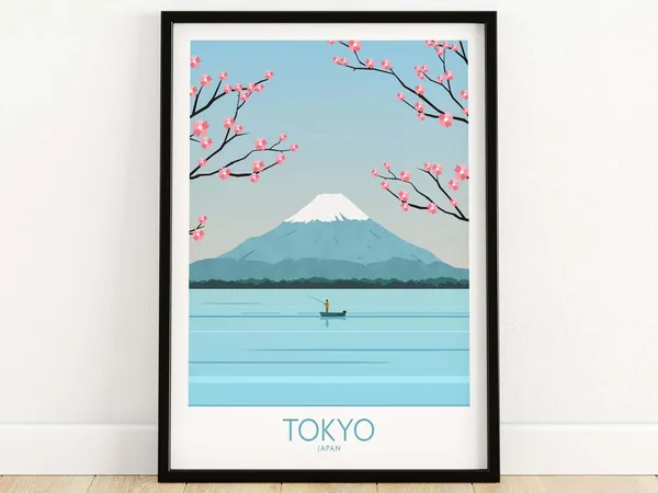 Tokyo Poster Japan Print, Mount Fuji Travel Poster