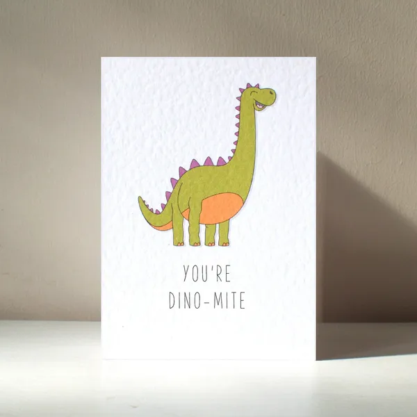 You're Dino Mite Personalized Dinosaur Greeting Card