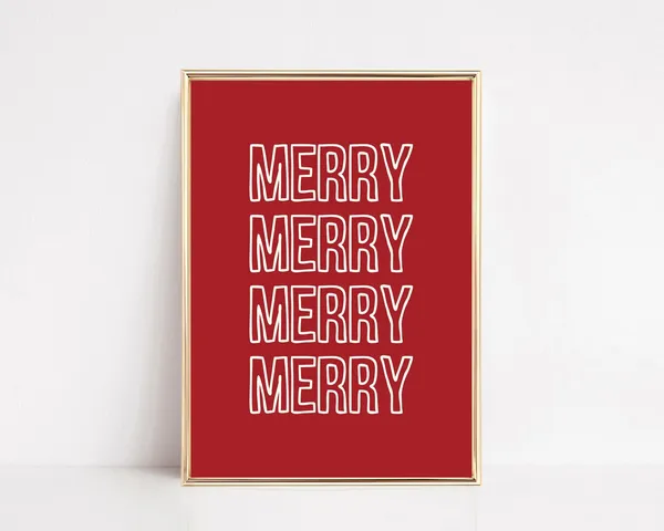 Merry Christmas Aesthetic Modern Christmas Art Print