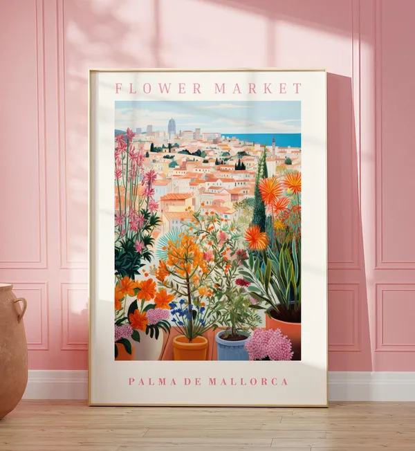 Palma De Mallorca Flower Market Travel Poster