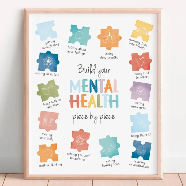 Mental Health Coping Skills Poster, Therapy Office Decor