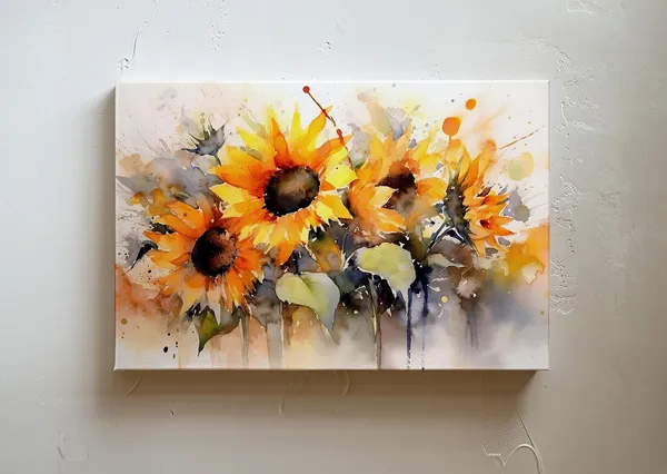 Watercolor Sunflowers Art Print, Floral Decor