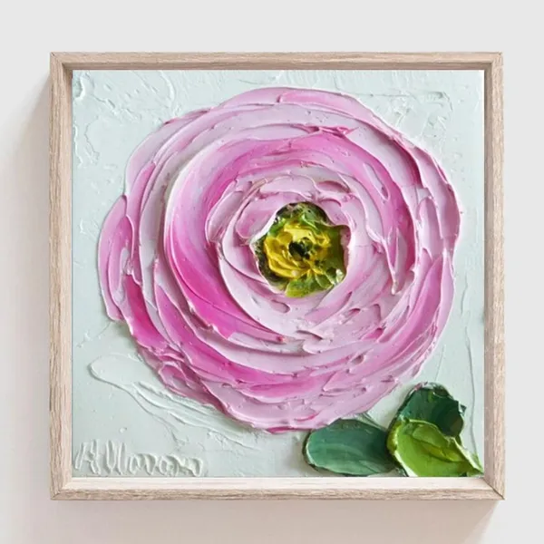 Custom Ranunculus Impasto Oil Painting Wall Art Print