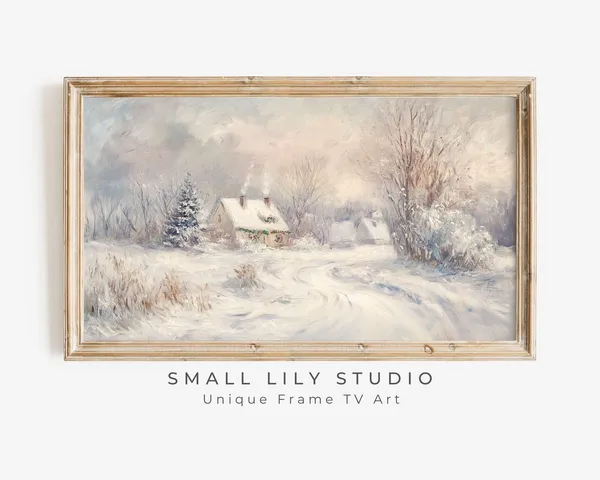Cottage In Winter Landscape Vintage Style Art Print