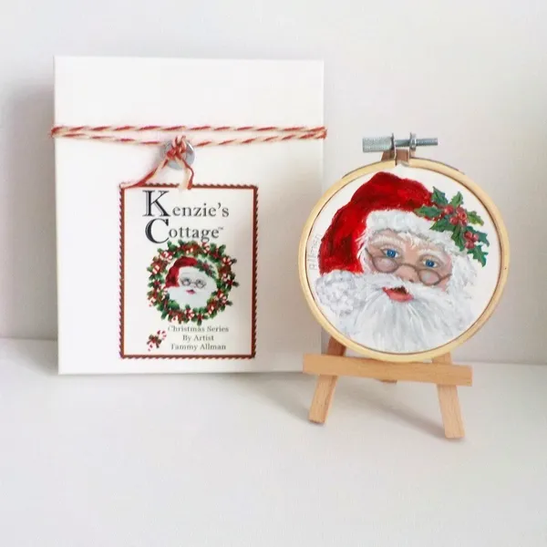 Santa Watercolor Christmas Ornament Art Print