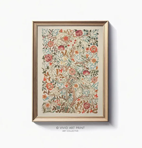 Antique Tapestry Vintage Floral Botanical Art Print