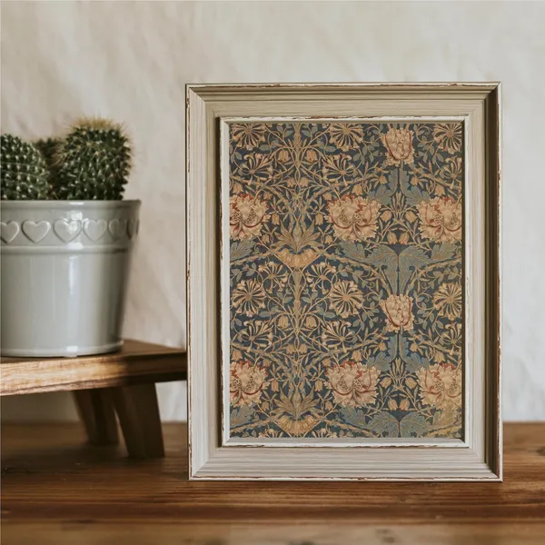 Vintage Boho Floral Pattern Art Print, Living Room Decor