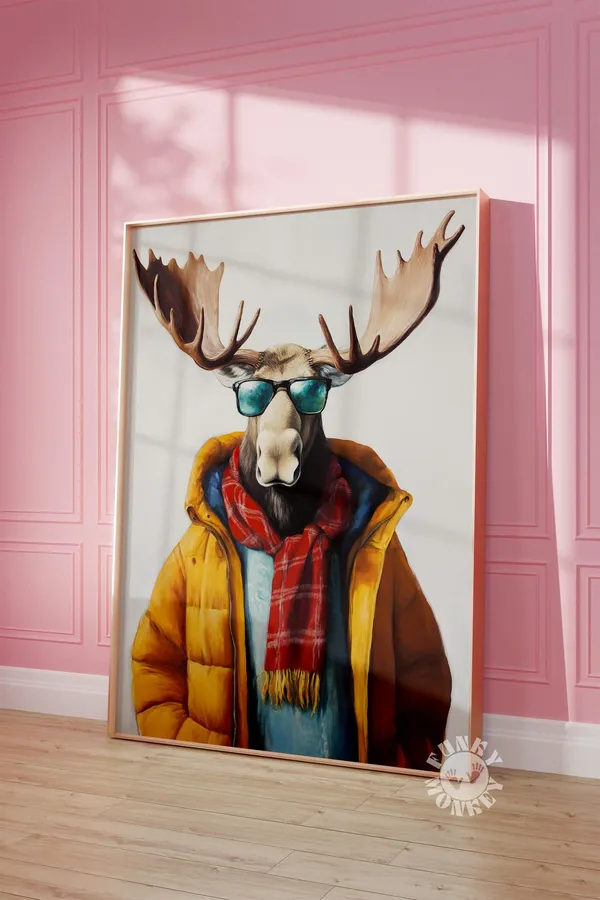 Winter Animal Print Funny Moose Christmas Art Print