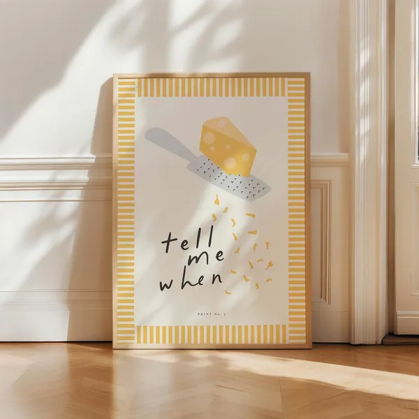 Cheese Kitchen Retro Art Print, Minimalist Decor